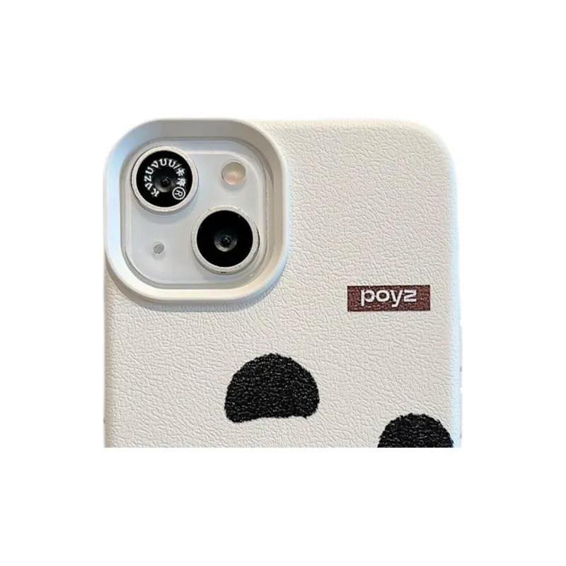 Leather Material Apricot Base Black White Phone Cases Compatible With IPhone 16/15 Pro Max/Apple 13/14 Pro Max/12-1