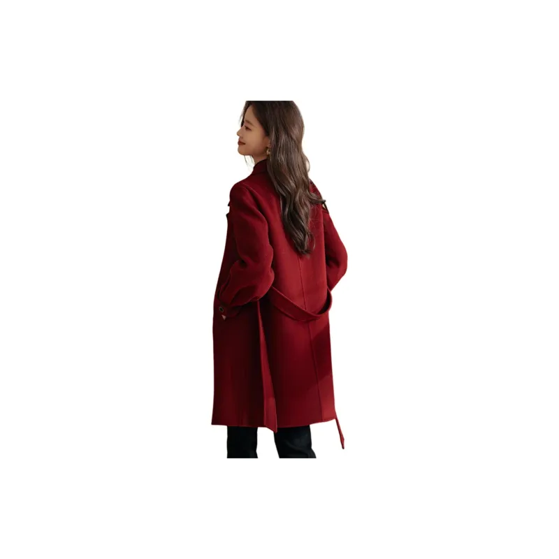 Mo Han Yi Mei Coats Women's Burgundy-1