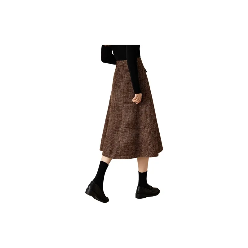 Mo Han Yi Mei Casual Long Skirts Women's Dark Coffee-2