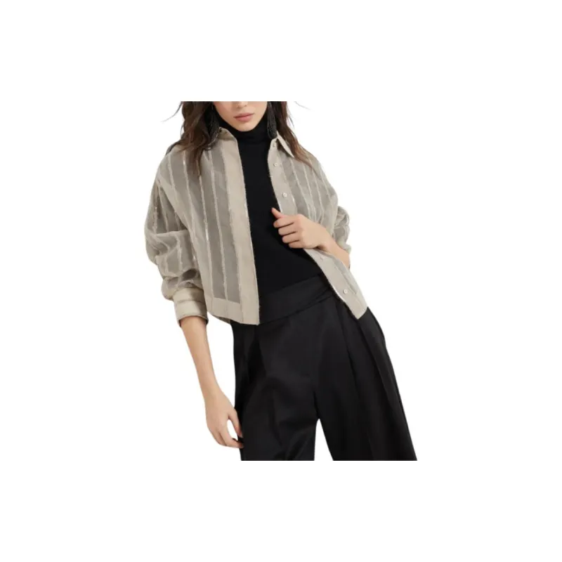 Brunello Cucinelli Dazzling Striped Crispy Shirt-3