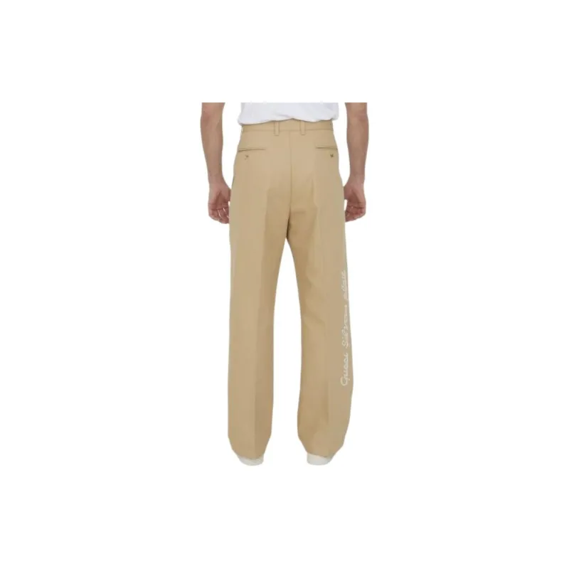 GUCCI Logo Embroidered Pressed Crease Trousers-3