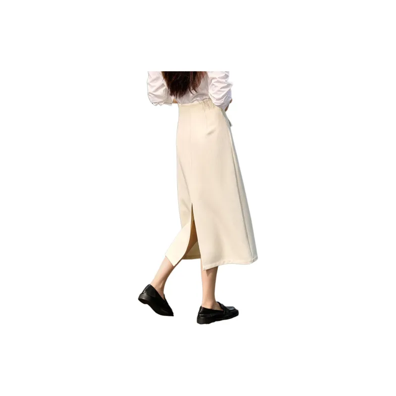 Mo Han Yi Mei Casual Long Skirt Women's Cream White-2