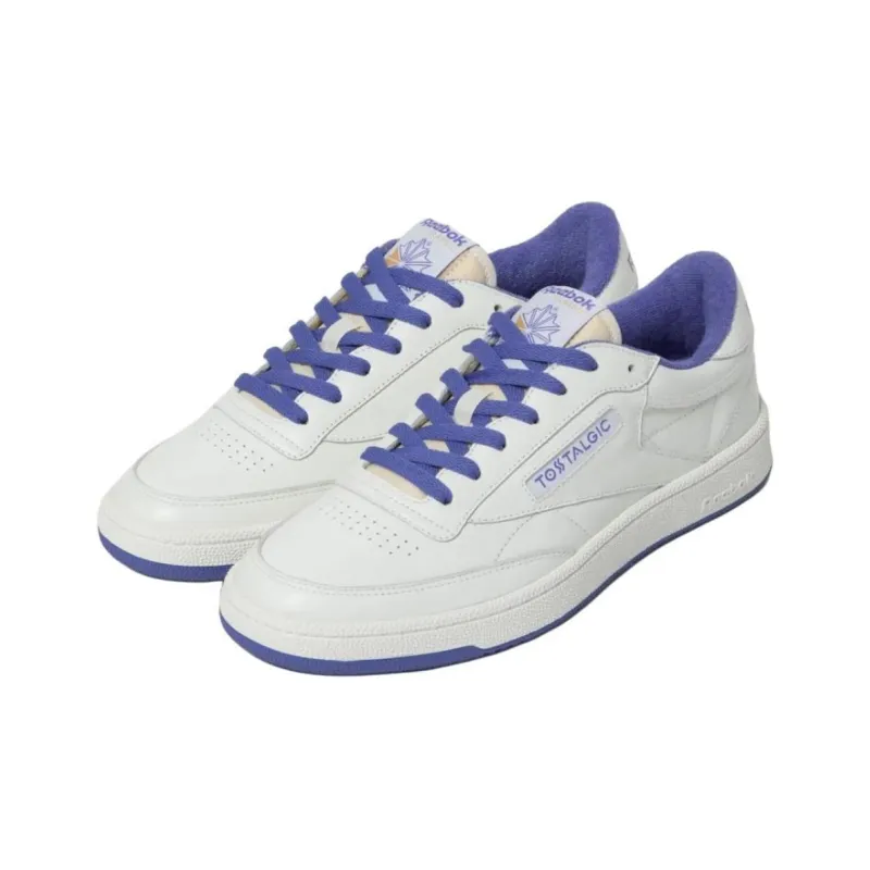 Reebok Club C Anti Slip Wear Resistant Low Top Skateboard Shoes Women's White Blue-2
