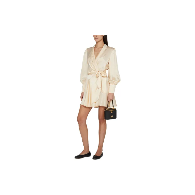Zimmermann V Neck Satin Wrap Dress-3