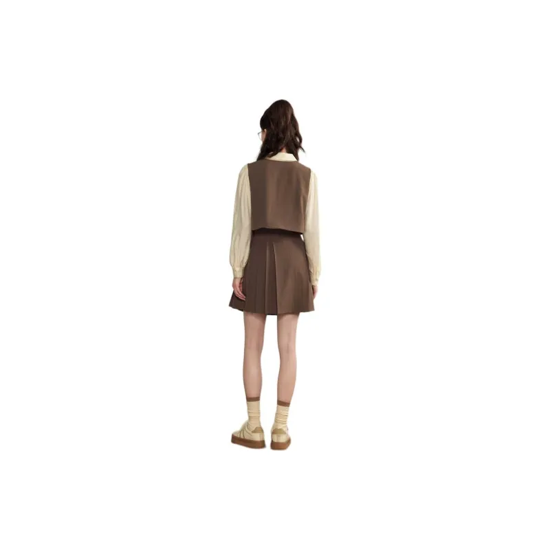 ZIHAN Two Piece Skirt Sets Women's Coffee-4