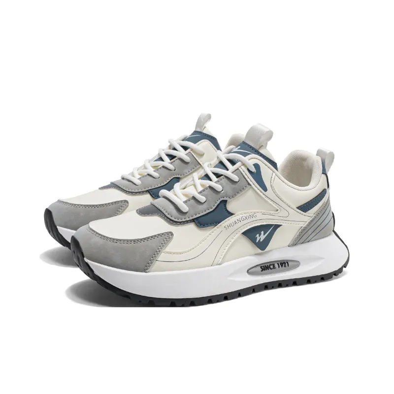 Binary Low-Top Running Shoes Men's Beige Blue-4