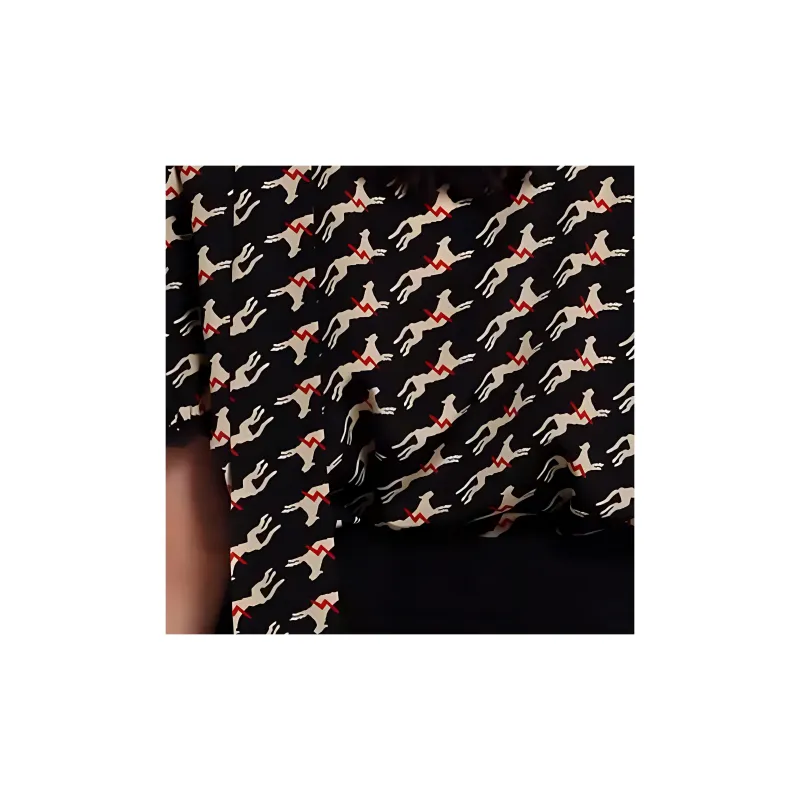 BESIONIA Animal Print Single Breasted Short Sleeved T Shirt Women's Black Pattern-9