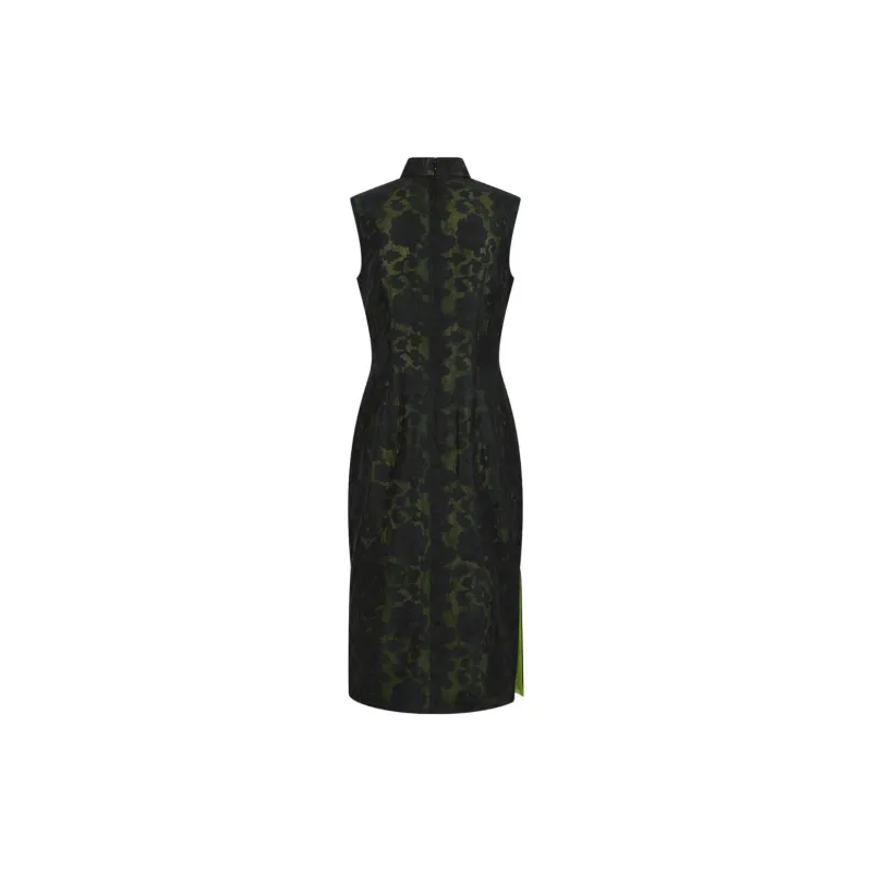 Shanghai Tang Floral lattice Silk Qipao Dress-1