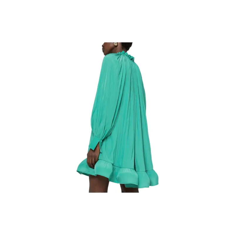 Lanvin Charmeuse Ruffle Detailed Mini Dress-6