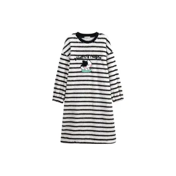 FENTENG x BULANGXIONG LIANMINGKUAN Nightgown Women's Black White Stripes