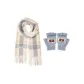 Beige Scarf+Light Blue Half Finger Flap Glove