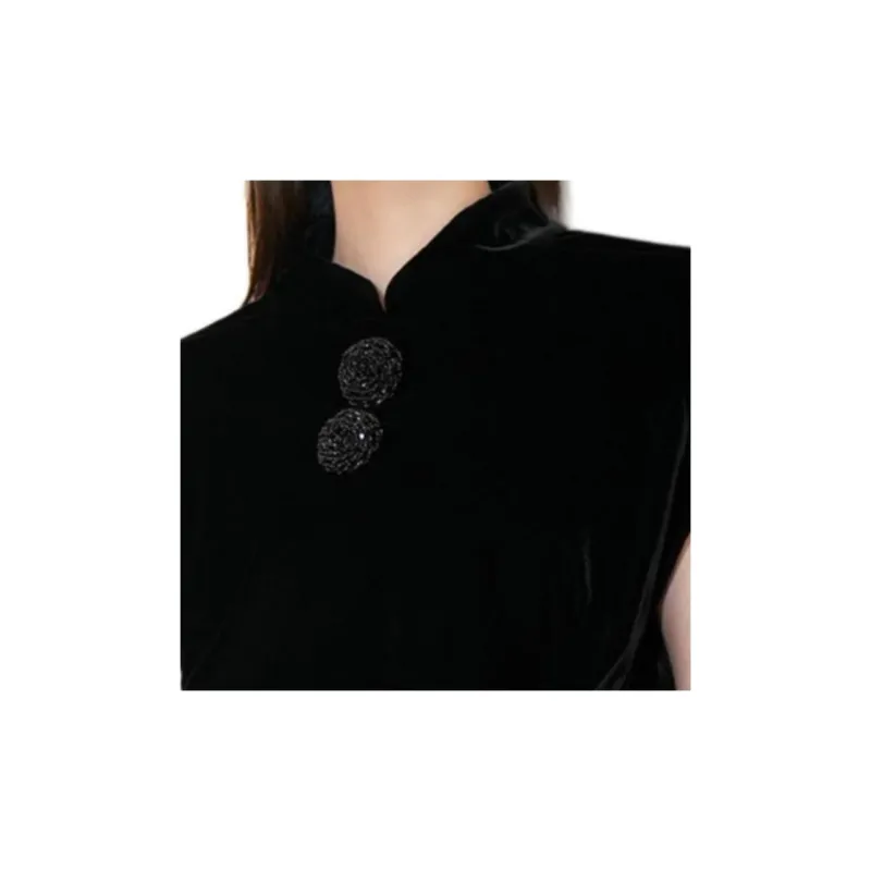 BESIONIA FW24 Short Sleeved Dresses Women's Black-4