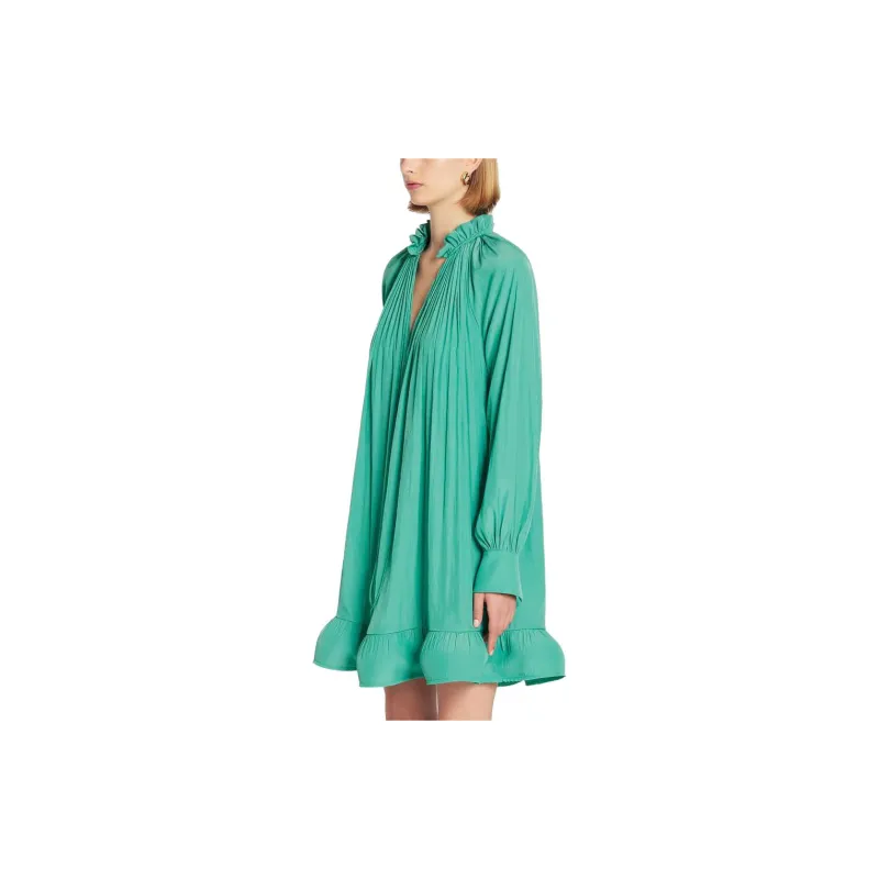 Lanvin Charmeuse Ruffle Detailed Mini Dress-7