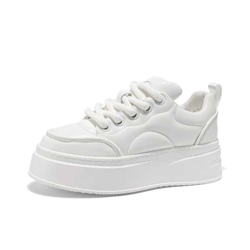 POLAR BEAR Wear-Resistant Lightweight Height Increasing Low-Top Skateboard Shoes Men's White-3