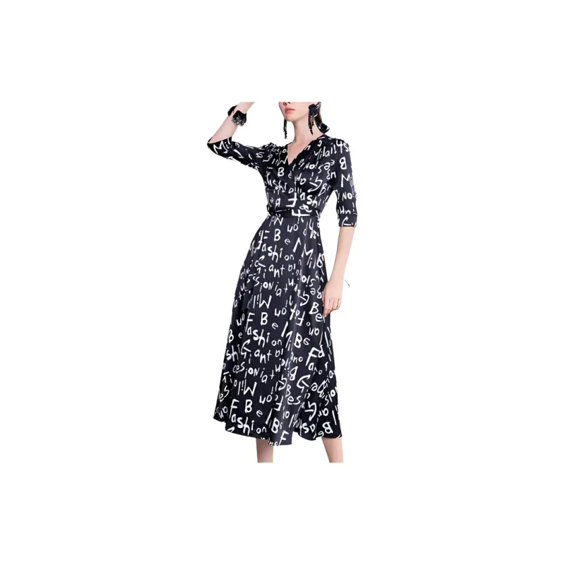 BESIONIA SS23 Short Sleeved Dress Women's Black White-2