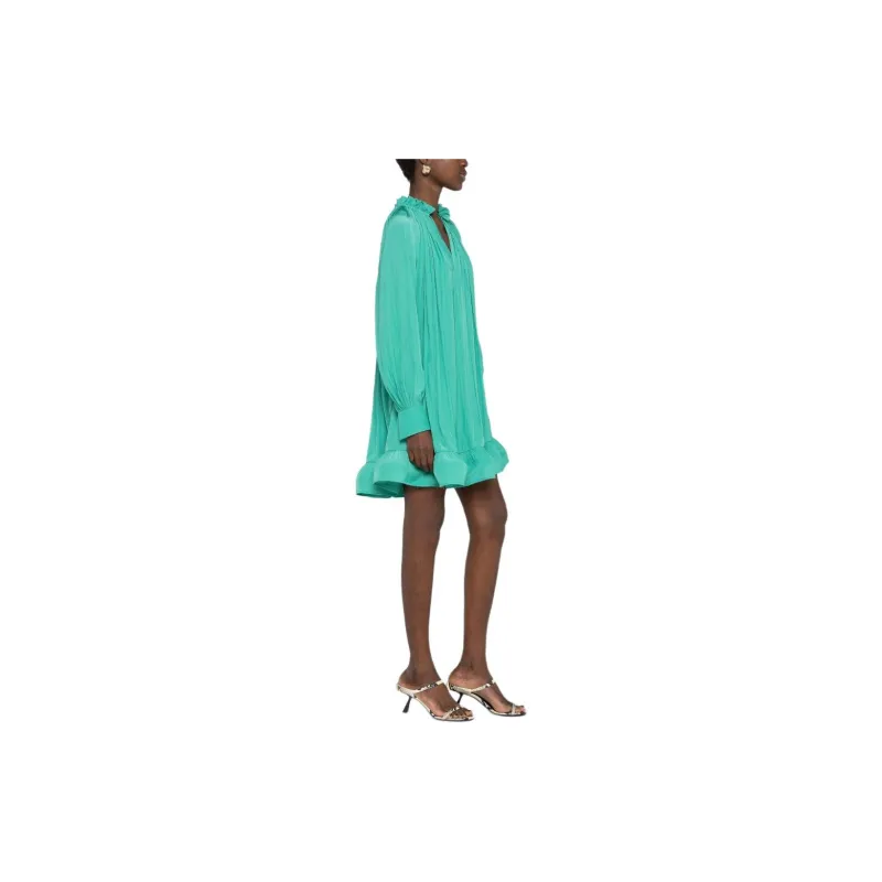 Lanvin Charmeuse Ruffle Detailed Mini Dress-5