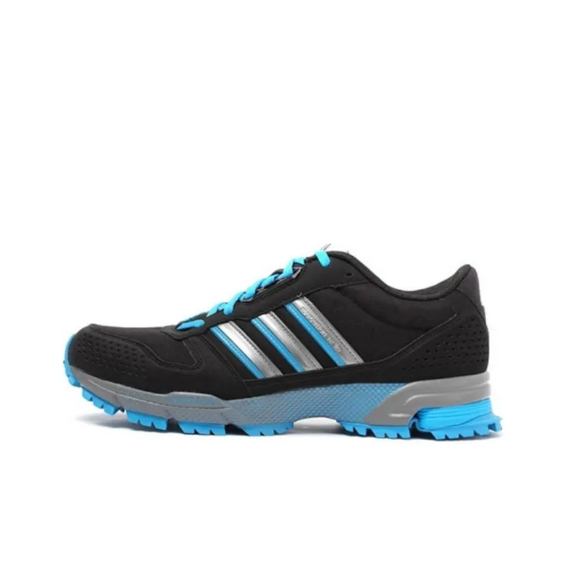 Adidas Marathon 10 Anti-Slip Wear-Resistant Low-Top Casual Running Shoes Men's Black Blue-0