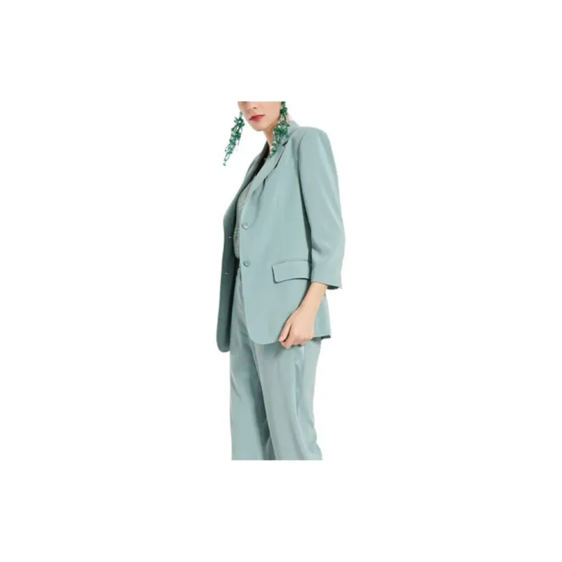 BESIONIA SS24 Business Suits Coats Women's Light Blue-5