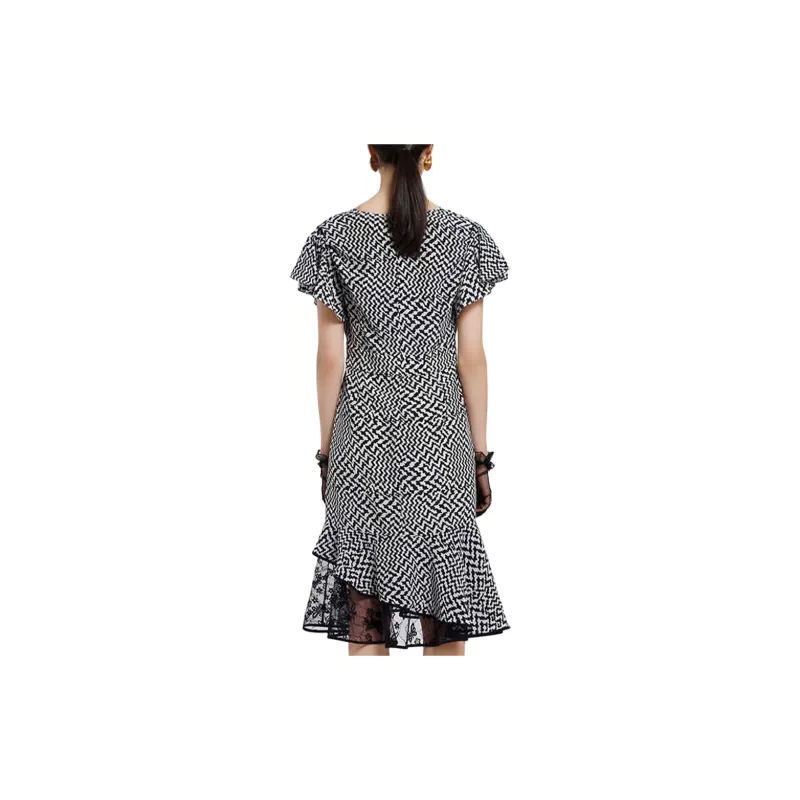 BESIONIA SS22 Short Sleeved Dress Women's Black White-2
