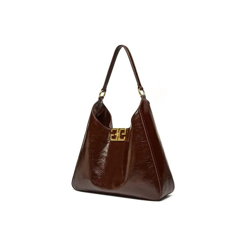 Carnival Keep Cow Leather Tote Handbag Crossbody Bag Medium Size Women's Light Coffee/Black/Burgundy-1