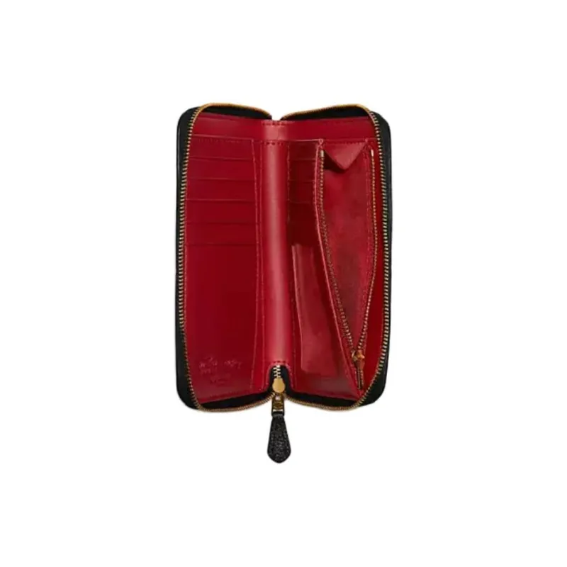 COACH Keith Haring Collaboration Id Zip Wallet Pebbled Leather Clutches Wallets Small Size Unisex White & Red & Blue-2