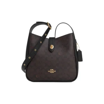 COACH Artificial Leather Shoulder Bag Crossbody Bag Small Size Women's Walnut Black