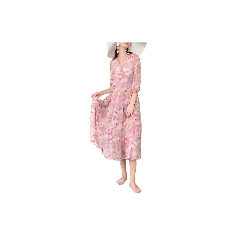 BESIONIA SS23 Short Sleeved Dresses Women's Pink Floral-2