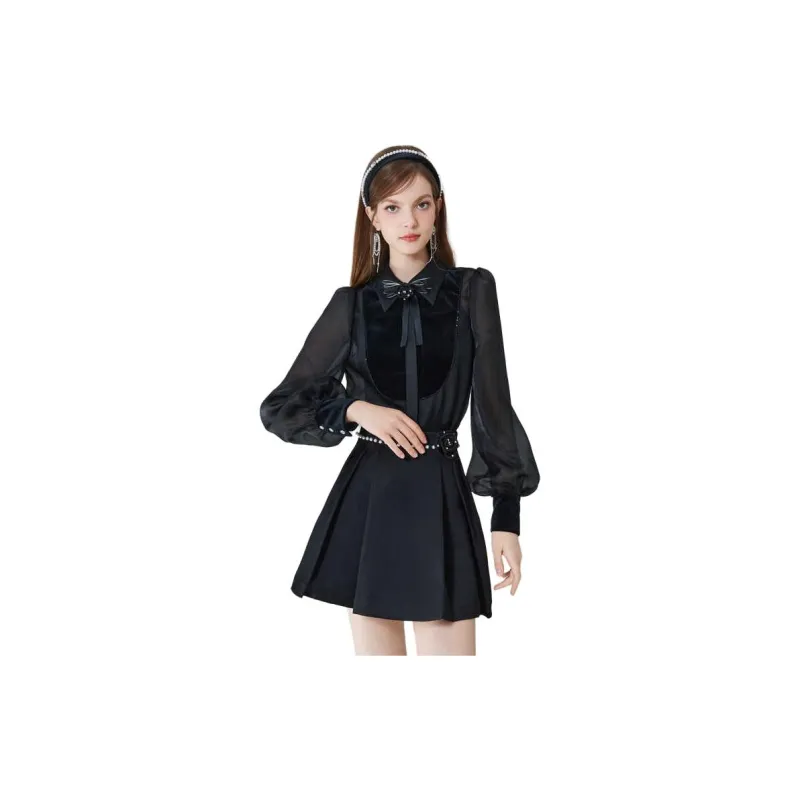 AIVEI Long Sleeved Dress Women's Black-1