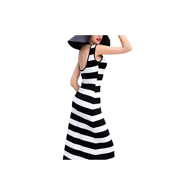 BESIONIA SS23 Sleeveless Dress Women's Black Stripes-6