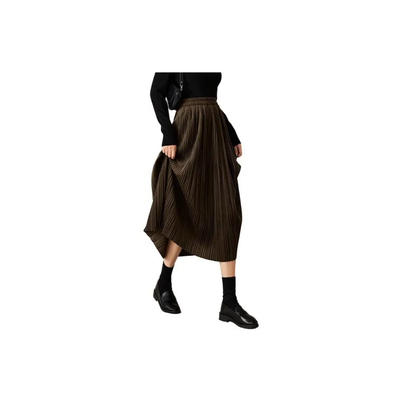 Mo Han Yi Mei Casual Long Skirt Women's Pickle Green-3