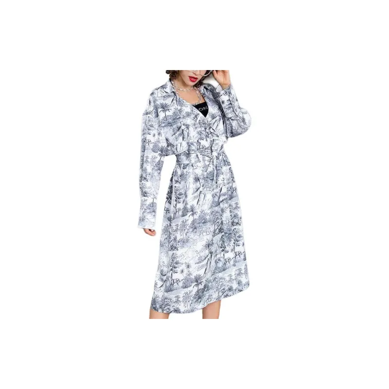 BESIONIA SS23 Trench Coat Women's White Pattern-4