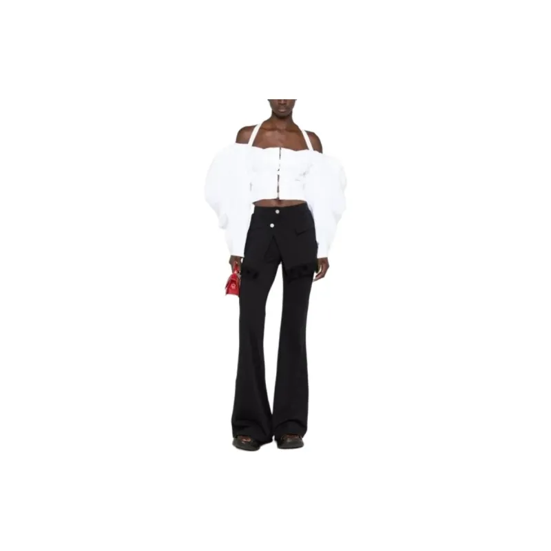 Jacquemus Puffy Sleeve Crop Top 'White'-1