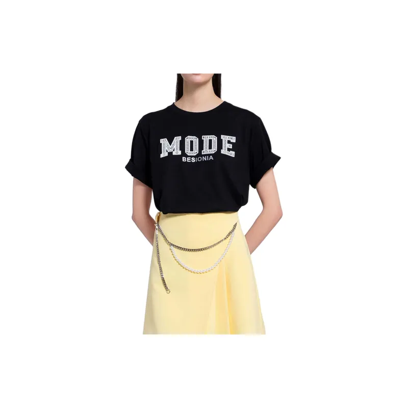 BESIONIA T Shirts Women's Black-4