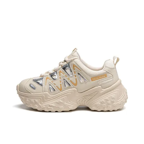 EXULL Q Chunky Sneakers Women's Low-Top Oatmeal