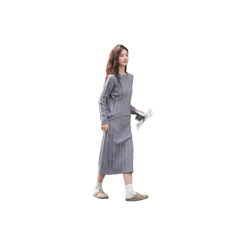 Dme Two Piece Skirt Sets Women's Set Gray-3