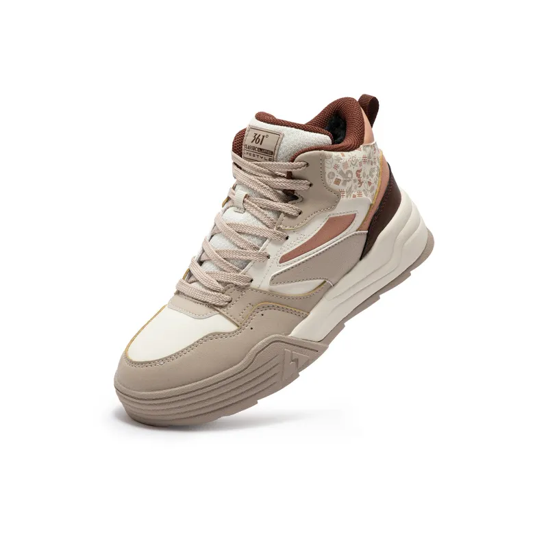 361° Thermal Slip Resistant Mid Top Skateboard Shoes Women's Beige Umber Powder-3