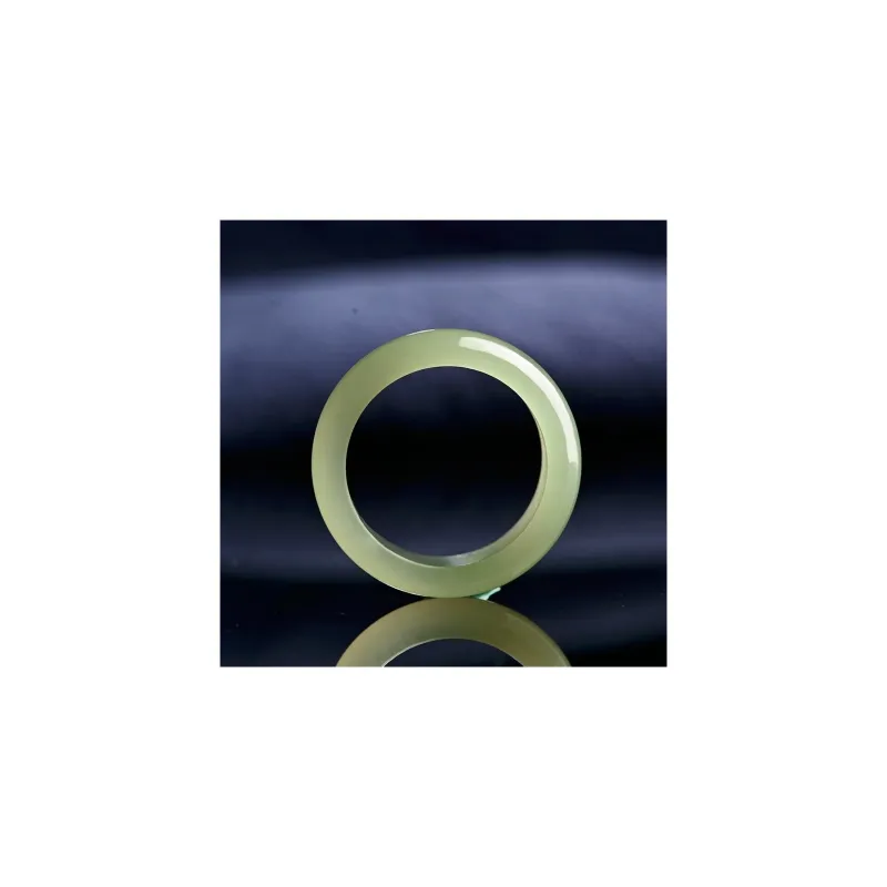 Zhen Yu Zhen Pin Hetian Jade Rings Pale Greenish White Jade Unisex-5