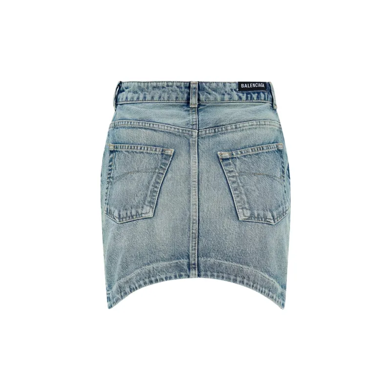Balenciaga Denim Short Skirts Women's Blue-1