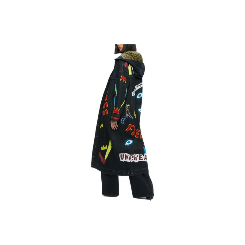 ALICE+OLIVIA x BASQUIAT FW24 JEFF Denim Jacket Women's Multicolor-3