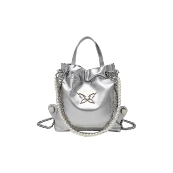 NOMK PU Backpack, Travel Bag, Handbag Women's Silver
