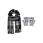 Black Scarf+Light Blue Half Finger Flap Glove