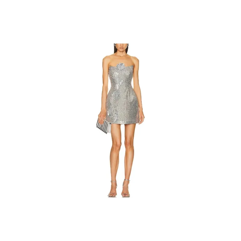 OSCAR DE LA RENTA Sleeveless Dress Women's Silver-2