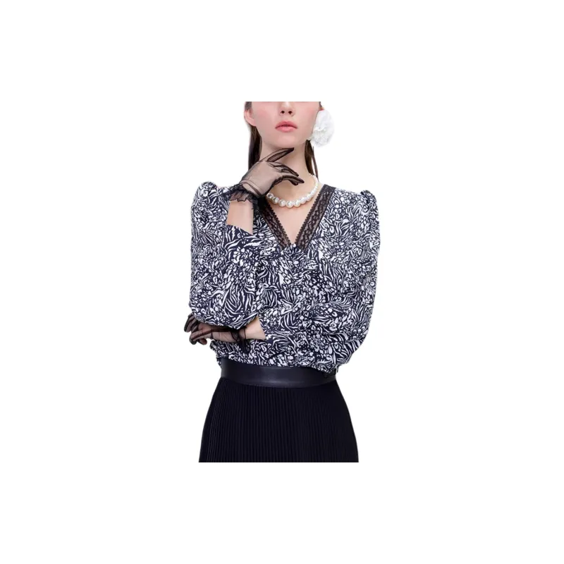BESIONIA SS23 Shirt Women's Black And White Pattern-1