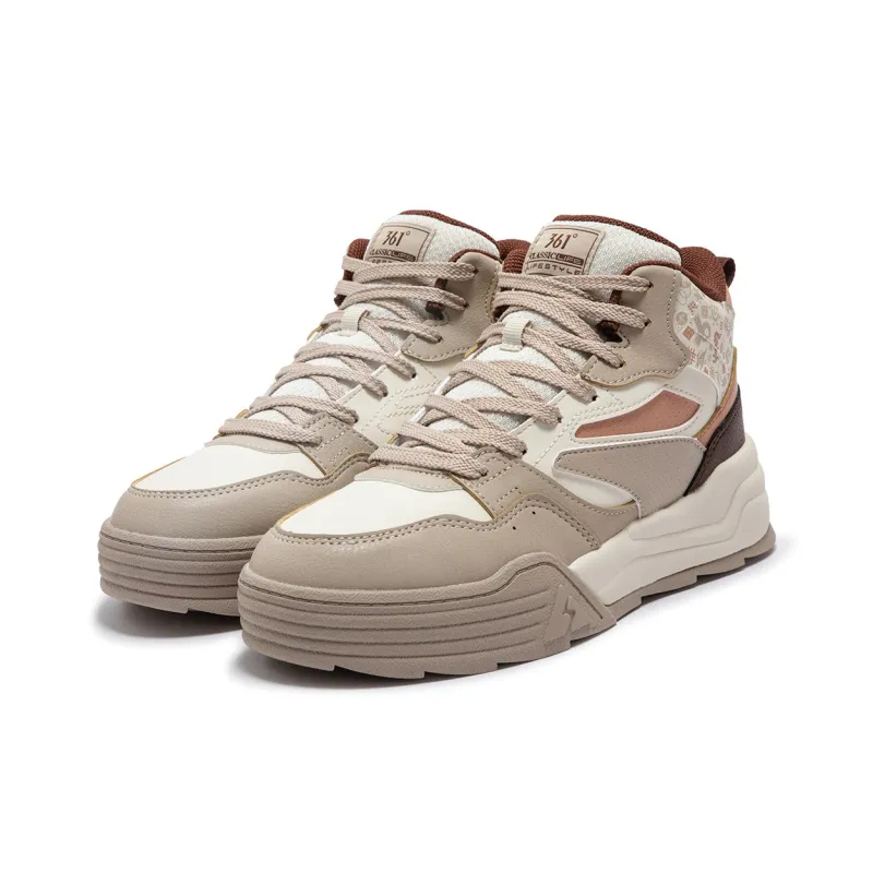 361° Thermal Slip Resistant Mid Top Skateboard Shoes Women's Beige Umber Powder-4