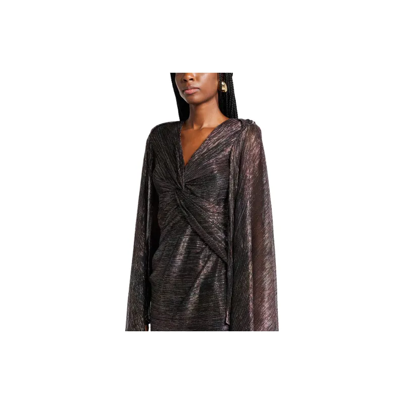 Talbot Runhof Metallic Draped Maxi Dress-2