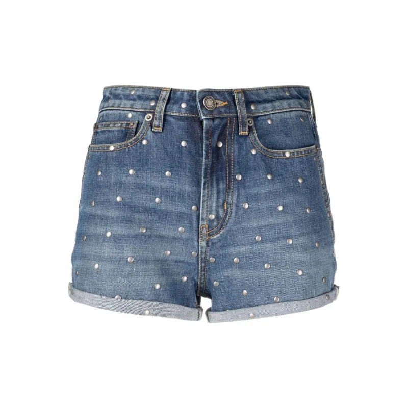 SAINT LAURENT Stud embellished Jean Shorts-1