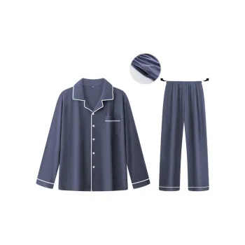 Qiao Ni Tong Pajama Set Men's Purple Blue
