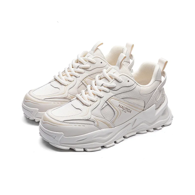 NAUTICA Anti Slip And Wear Resistant Height Increasing Low Top Chunky Sneakers Men's Beige-2