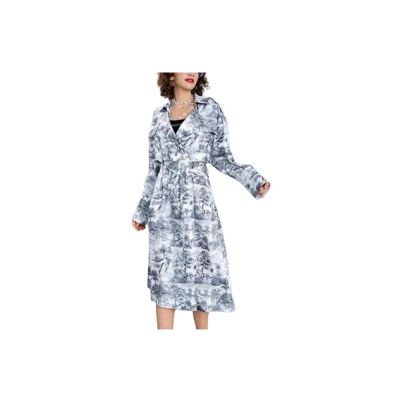 BESIONIA SS23 Trench Coat Women's White Pattern-1