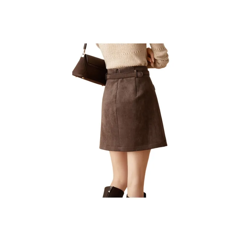 Mo Han Yi Mei Casual Short Skirts Women's Coffee-2